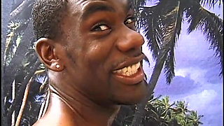 Black Cowgirl Rides a Big Black Cock on the Beach