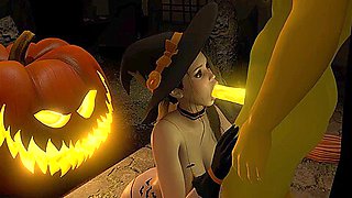 Sexy Witch Fucks The Pumpkin King On Halloween