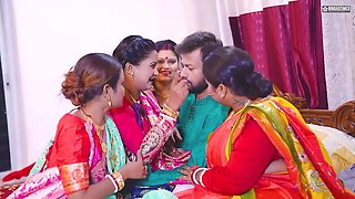 Desi Indian Thirki Husband fucks his all four wives at the same time and cumshot on face ( Hindi Audio )