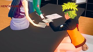 Naruto Hentai 3D - Naruto FUCKS Sakura UNDER THE TABLE WHILE TALKING TO Hinata AND Tsunade - Anime Manga sex porn animation