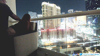 Romance And Sex Outside On A Balcony Overlooking The Las Vegas Strip