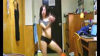 Classic solo dance after training brunette