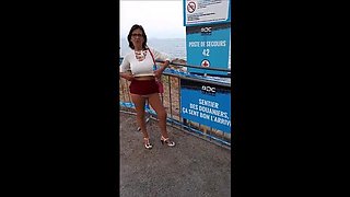 Naughty French MILF Noemie Store Outdoor Exhibition Big Natural Tits Solo HD