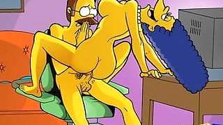 Cartoon mothers, housewifes and their cuckolds make porn