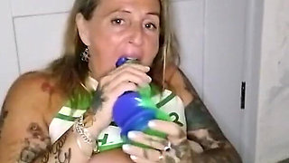 Cheerleader Playing with Dildo