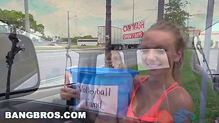 Molly Mae goes all out for the team on the Bang Bus - Charity Charity's natural tits & legs get the hardcore treatment!