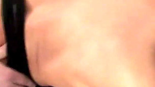 Brunette Bombshell Sucks Cock on Leather Couch