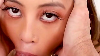 Slim latina Alexia Anders POV deepthroat blowjob and cum swallow