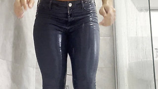 Muscle Posing Abs, Wet Steamy Shower Wet T-shirt