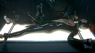 Latex slave BDSM [censored] with Hitachis