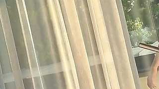 Hot Long Legs Sexy Beauty on the Balcony Flashes Her Panties Under Her Skirt Then Takes Underwear off to Show Tight Pussy