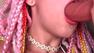 Juicy and Slobbery Dildo Blowjob