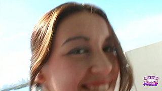 An Innocent Teen Cutie with Big Natural Tits Is Banged Hard on the Balcony