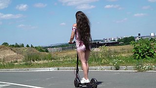 Teen Lara Fox pleasures herself outdoors in a steamy reality scene