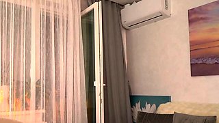 Busty brunette with big boobs rides cock