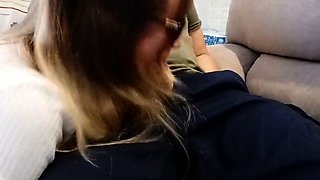 Blonde Babe's Clothes Ruined by Extreme Bukkake Before Work