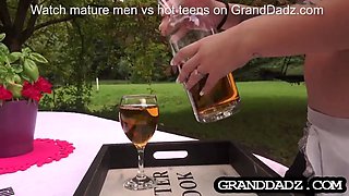 Obedient maid is treated like a slave before fucking old guy
