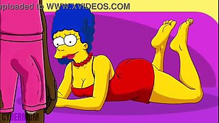 Busty Anime Housewife Cheats on Cuckold Husband - Hentai Cartoon Parody on Pink Couch