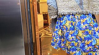 Hot Brunette Amateur MILF Flashing Pussy in Public in Hotel