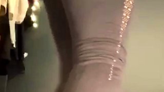 Busty curly brunette with big boobs fucks on couch