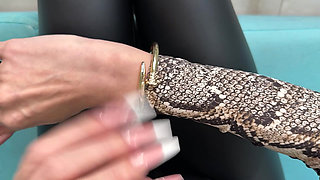 French Manicure Long Nails, Sharp Claws, Long Fingers and Hands Worship