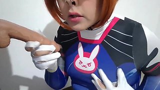 Trams lady with Dva Costume play and DOMINATION & SUBMISSION Nosehook Providing a Blow-job, Slurping Spunk and Fellate to Ginormous Faux-cock