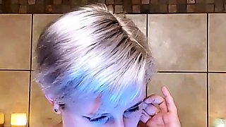 Big Boobed Blonde Masturbates With A Dildo In The Bathroom