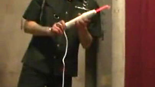 Petit girl stretching, candle dripping