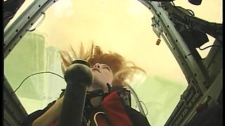 Stunning redhead slut gets outdoor fucked by pilot