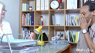 Chubby Blonde Granny Nurse Examines BBC Patient