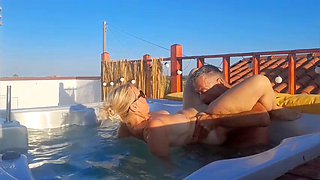 Amateur Blonde Mature Wife Enjoys Naked Pleasure in Whirlpool