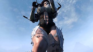 Tall giant woman, giantess animation, giantess feet