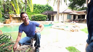 Luring horny teen to fuck his hard cock big time