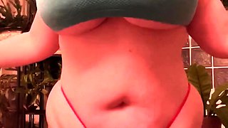 Big Boobed Blonde Masturbates With A Dildo In The Bathroom