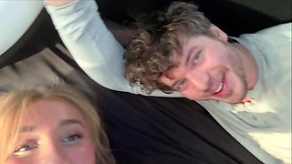 Blonde Lily Phillips - Outdoor Sex In Tesla car - Threesome amateur hardcore