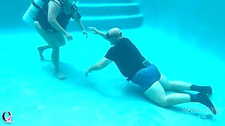 Amateur BBW Latina Lady O Big Natural Tits Underwater Pool Sex Mission