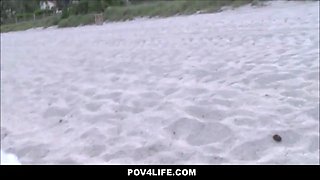Hot teen skinny small blond teen has joy on the beach and gets banged (pov)