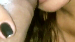 A MILF Gives a Blowjob Using Only Her Big, Tasty Tongue, and in the End Swallows All the Cum.